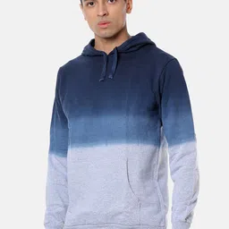 Campus Sutra Men Blue & Grey Colourblocked Hooded Sweatshirt-picture-37