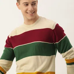 Mast & Harbour Acrylic Colourblocked Full Sleeves Round Neck Pullover Sweaters-picture-48