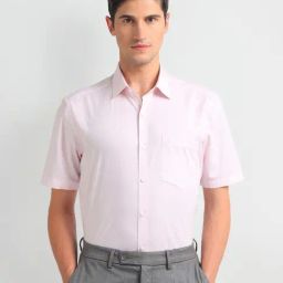 Arrow Pink Cotton Regular Fit Striped Shirt-picture-0