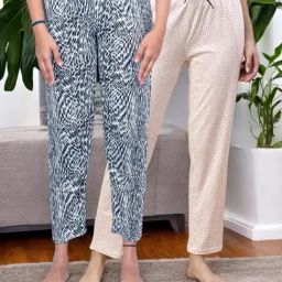 Kryptic White & White Cotton Relaxed Fit Printed Lounge Pant - Pack of 2-image-93