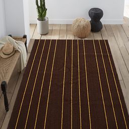 Saral Home Brown & Yellow Striped Carpet-17