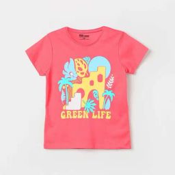 Fame Forever by Lifestyle Kids Pink Cotton Printed T-Shirt-image-44