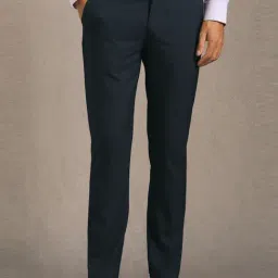 Louis Philippe Navy Slim Fit Trousers-picture-3
