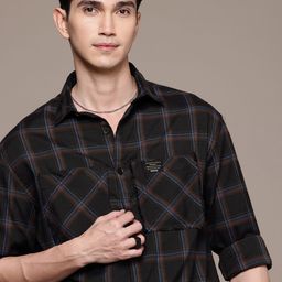WROGN Checked Drop-Shoulder Sleeves Oversized Shirt-image-63