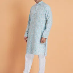 SG LEMAN Men Printed Regular Kurti with Pyjamas image 3