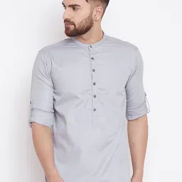 even Men Grey Solid Straight Kurta-image-85