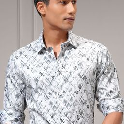 LOCOMOTIVE Luxe Men Jacquard Textured Occasion Slim Fit Shirt-image-112