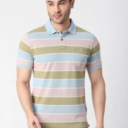 Dragon Hill Multicolor Striped Slim Fit Polo T-Shirt-image-92