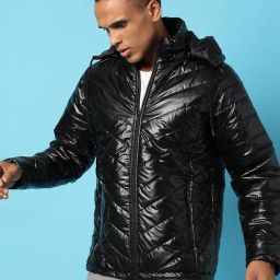 Campus Sutra Black Regular Fit Puffer Jacket-27
