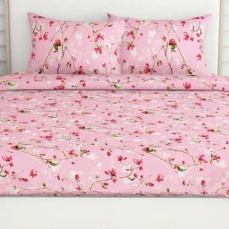 Haus & Kinder Pink 186 TC Cotton Bedsheet with 2 Pillow Covers-image-16