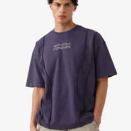 The Souled Store Purple Cotton Loose Fit Printed T-Shirt-picture-10
