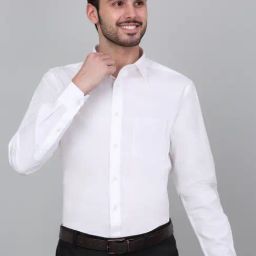 Cantabil White Cotton Regular Fit Solid Formal Shirt-image-79