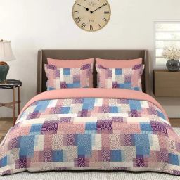 Layers Basicx Pink Cotton 120 TC Double Bedsheet with 2 Pillow Covers-image-1