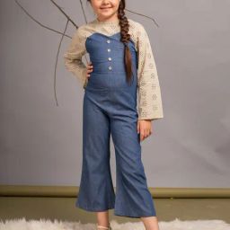 Budding Bees Girls Blue Denim Regular Fit Jumpsuit-image-91
