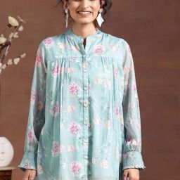 Libas Blue Printed A Line Short Kurti-picture-12