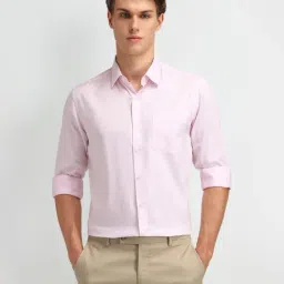 Arrow Pink Cotton Slim Fit Self Pattern Shirt-picture-22