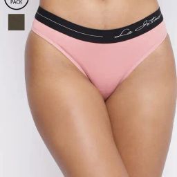 La Intimo Coral & Olive Comfort Fit Panties - Pack Of 2-image-95
