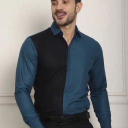 Indian Needle Peacock Regular Fit Colour Block Shirt-image-54