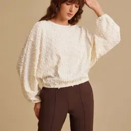 Kazo Off White Textured Top-image-98
