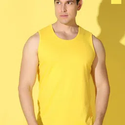 WOOSTRO 2-Pcs Odour-Free Combed Cotton Innerwear Vests VWS26(PLAIN YELLOW)(ENJOY PEACOCK)-image-54