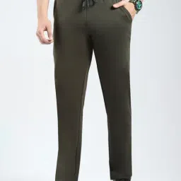 Rock.It Olive Cotton Blend Regular Fit Solid Trackpants-image-9