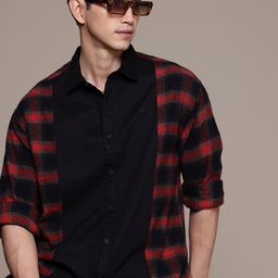 WROGN Checked Drop-Shoulder Sleeves Comfort Fit Shirt-image-13