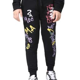 Jack & Jones Junior Jet Black Printed Trackpants-image-103