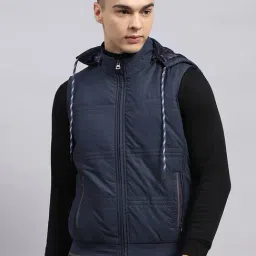 Monte Carlo Navy Blue Regular Fit Quilted Hooded Jacket-image-58