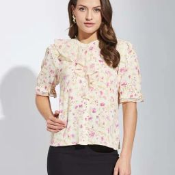 Latin Quarters Yellow Regular Fit Floral Print Shirt-image-97