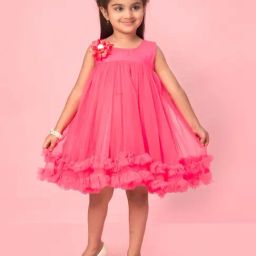 Aarika Kids Pink Solid Frock-image-19