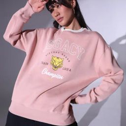 Hubberholme Pink Cotton Graphic Print Sweatshirt-image-13