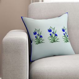 SEJ by Nisha Gupta Blue Single Floral Square Cushion Cover-picture-39