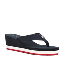 TOMMY HILFIGER Women's Blue Corporate High Wedge Flip Flops-picture-20