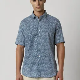 Van Heusen Blue Cotton Slim Fit Printed Shirt-picture-14