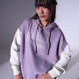 Hubberholme Lavender & White Cotton Graphic Print Hoodie-picture-15