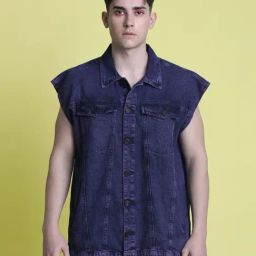 Bene Kleed Blue Cotton Loose fit Solid Jackets-image-49