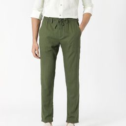 RARE RABBIT Men Linac Drawstring Slim Fit Cotton Trouser-image-39