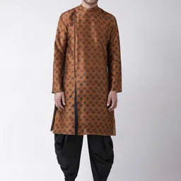 DEYANN Men Copper-Toned & Black Printed Kurta with Patiala-image-72