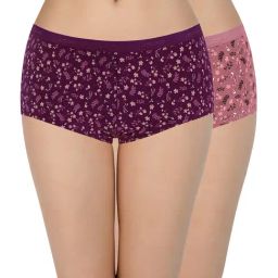 Amante Purple & Pink Cotton Printed Boy Shorts Panties - Pack Of 2-image-92