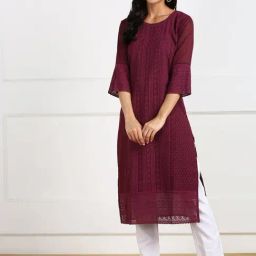 SWAGG INDIA Maroon Embroidered Straight Kurta-image-57