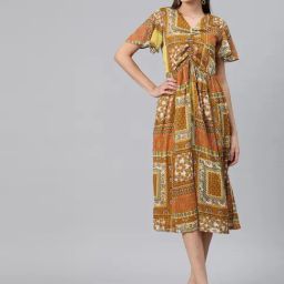 Cottinfab Multicolor Printed Midi Dress-picture-8