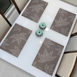 HOKIPO Set Of 4 Brown & White Floral Heat Resistant Table Placemats-23