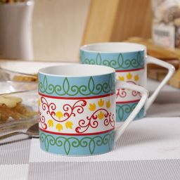 CLAY CRAFT Multicoloured 6-Pieces Printed Bone China Cups Set-24