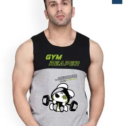 SLOWLORIS Pack Of 2 Typography Printed Cotton Gym Vests-picture-42