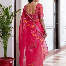 KALINI Pink Linen Blend Printed Sarees-picture-10