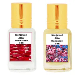 Menjewell Pack of 2 Rose Fresh & Mahogany Attar 10ml-45