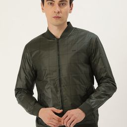 Peter England Men Olive Green Solid Bomber Jacket-picture-37