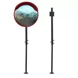 Ladwa Height Adjustable 3 inch Concreting Pole With 32 inchConvex Mirror for Traffic Parking & Road Safety Metal Grey, LSI-32 M&P G 3inch Combo-p1-25
