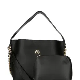 Gio Collection Black Solid Handbag with Pouch-image-81