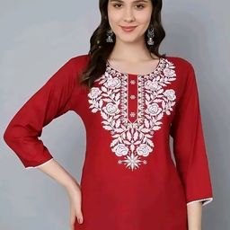 CROWN KING Women Floral Embroidered Round Neck Kurti-26
